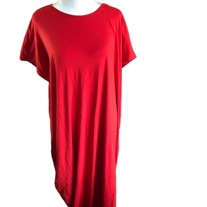 NWT Universal Standard Womens L 22-24 Dress Red Midi Short Sleeve
